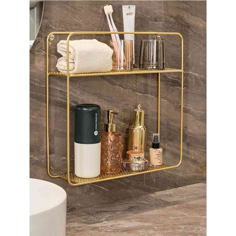 卫生间浴室用品置物架厕所洗漱台架子壁挂洗O手间墙上收纳架免打