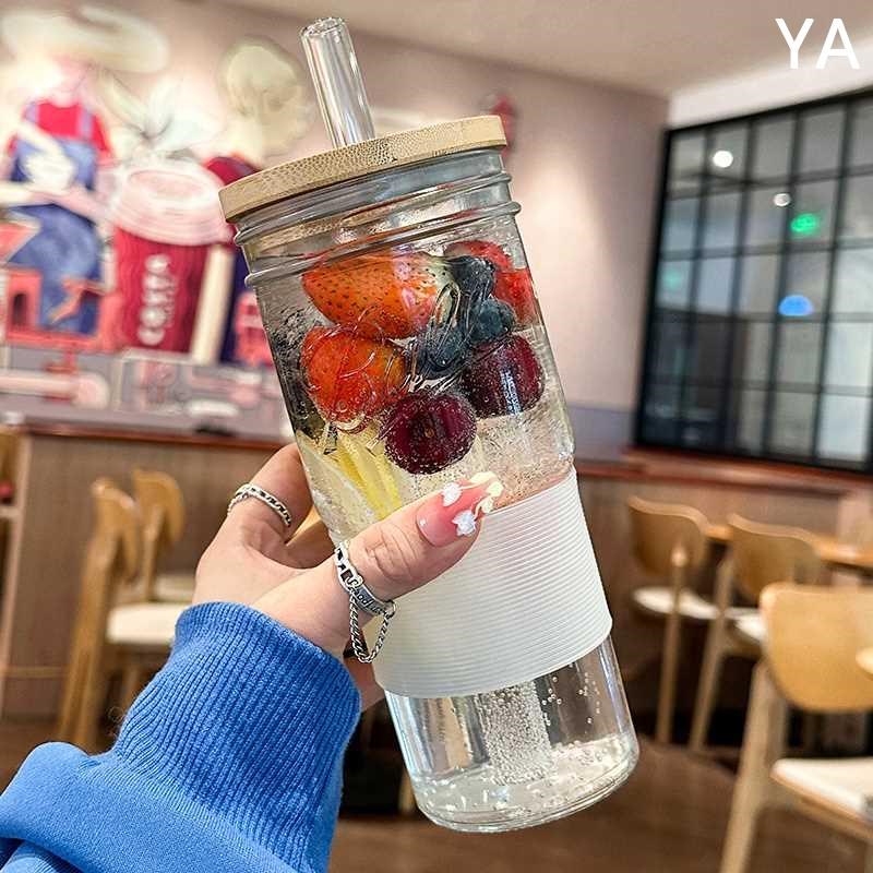 潮流大容量玻璃杯美式粗吸管冰霸杯家用果汁N冷饮水杯奶茶咖啡新