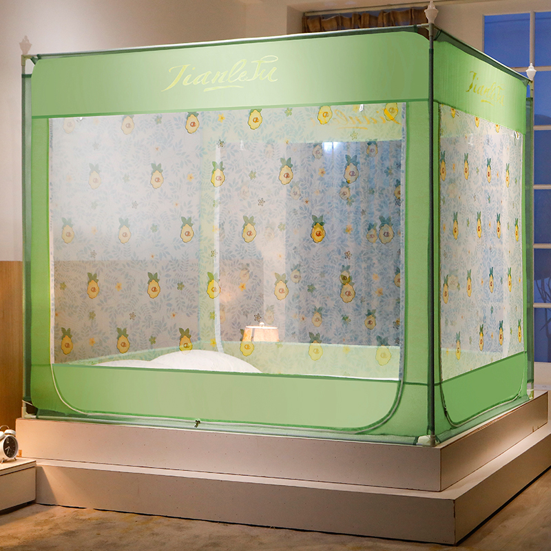 2021新款蚊帐儿童防摔坐床蒙古包公主风三开门1.5米1.T8m床家用2.