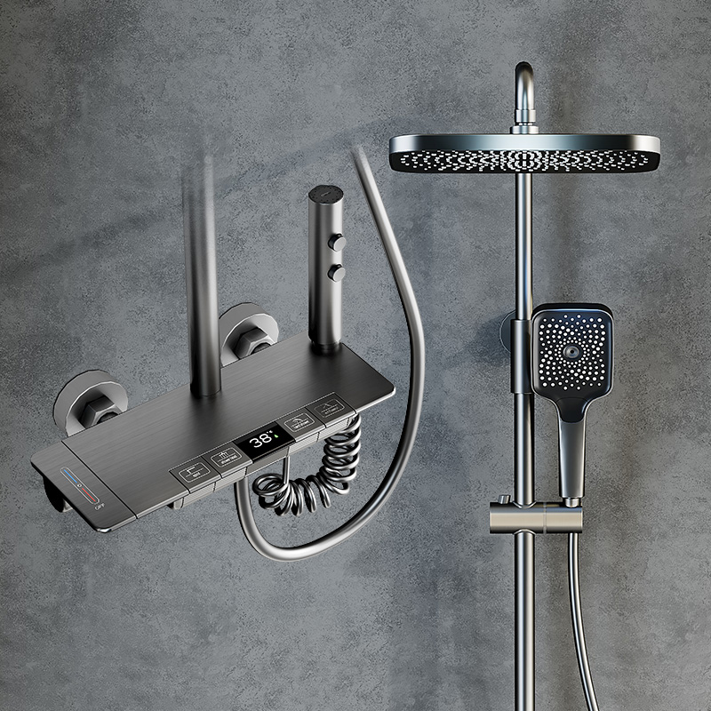 枪灰色白色淋浴花洒套装家w用恒温沐浴卫浴增压花晒头淋浴器套装
