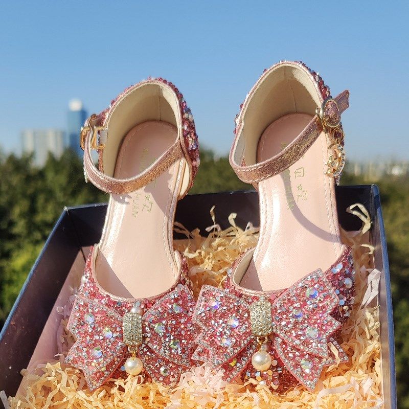 儿童洋气高跟鞋小女孩水晶闪亮钻女童春鞋公主百搭花童配礼服走秀,童鞋/婴儿鞋/亲子鞋,水晶/水钻鞋,淘宝优惠券,粉丝福利购,淘宝优惠卷