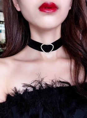 黑色绒项圈颈带女网红遮疤脖子饰品短款颈链大气简约颈带时尚项链