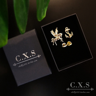 男士西服装胸针衬衫领口装饰短针套装组合金属色动植物领针配饰