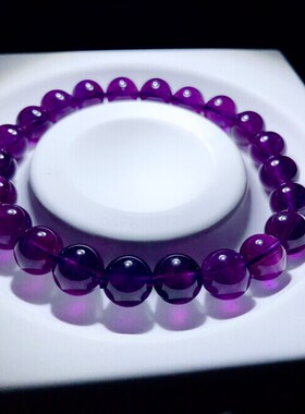 V979 天然乌拉圭紫水晶浓郁紫色手串9mm手链紫晶单圈首饰礼物