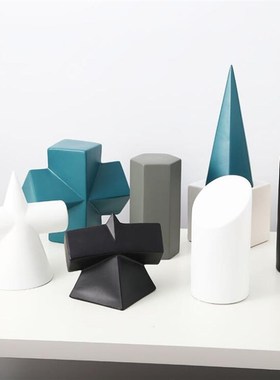 北欧样板c房陶瓷摆件几何体客厅玄关创意简约样板间衣柜摆设装饰