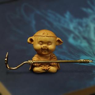 黄杨木雕生肖猪手把件工艺品猪车摆件茶宠猪八戒