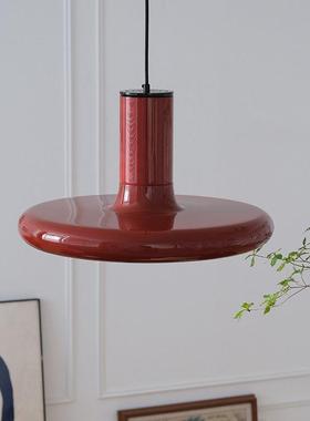 中古vintage简约长线吧台灯法式餐厅北欧UFO丹麦复古红色飞盘吊灯