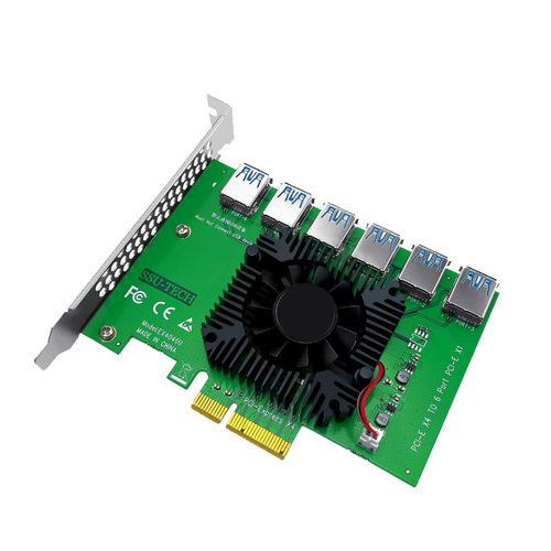 PCI-E扩展卡pciex1转2口pci-ex16转接卡一拖六显卡插槽扩展卡