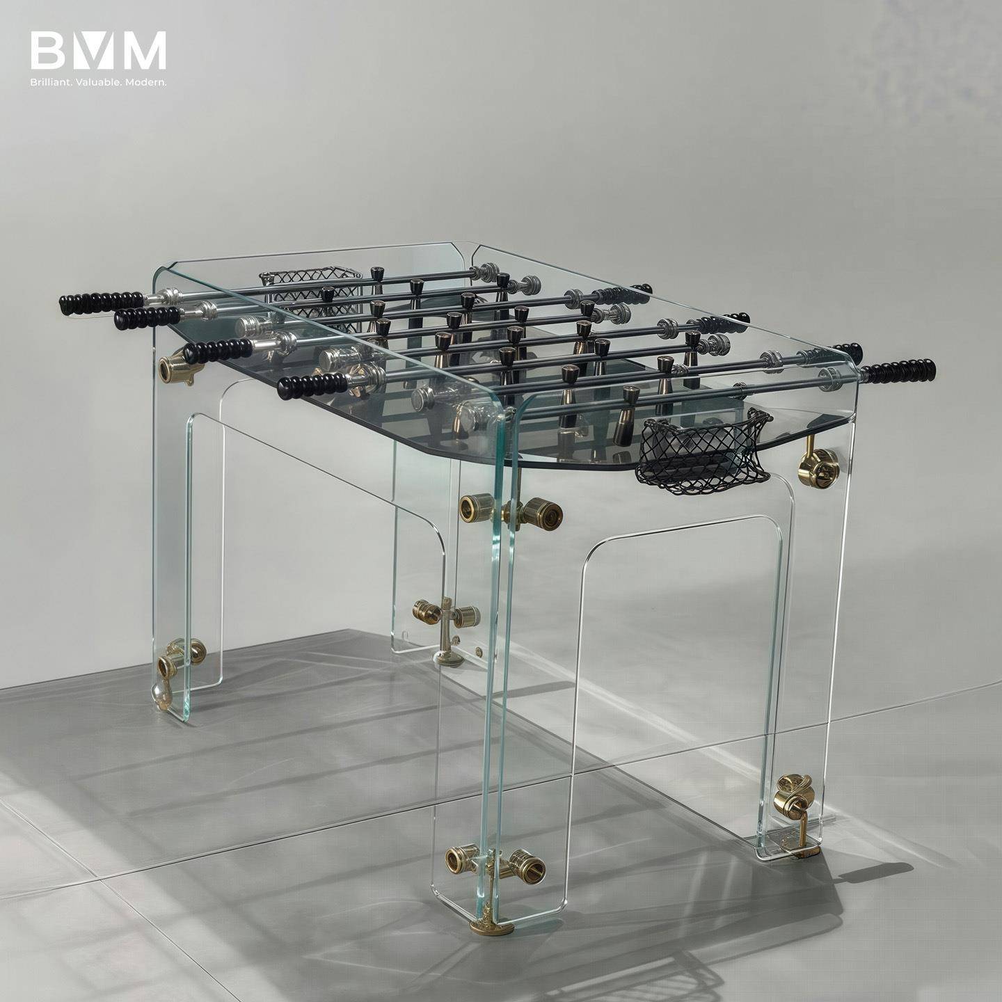 透明水晶钢化玻璃桌上足球机亚克力标准高端轻奢成人桌上足球台