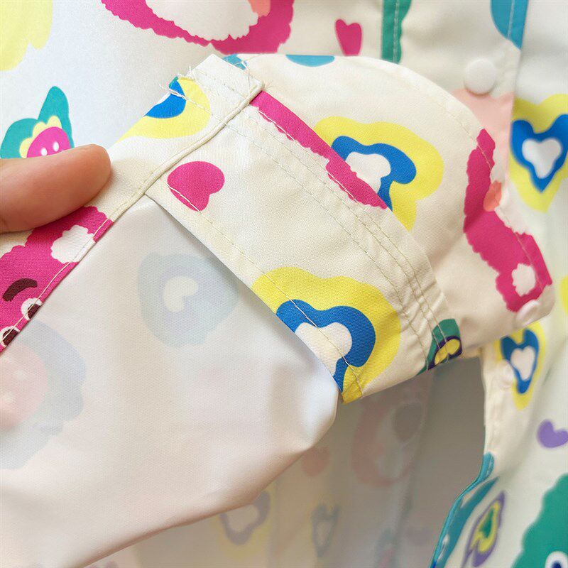 日系雨衣草莓熊儿童雨衣 带书包位拉链连体雨披宝宝学生幼儿雨衣