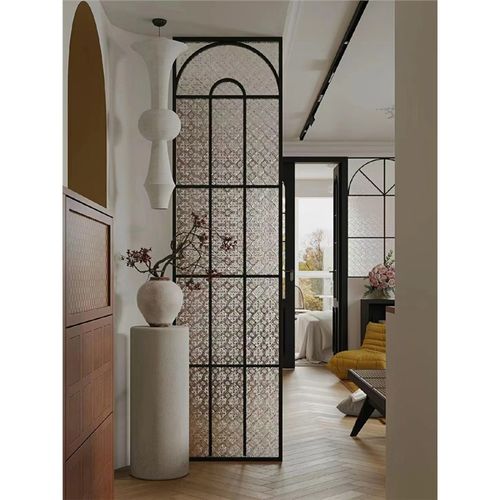 拱形玻璃隔断屏风海棠玻璃入户古风玄关遮挡法式复古进门卫生间