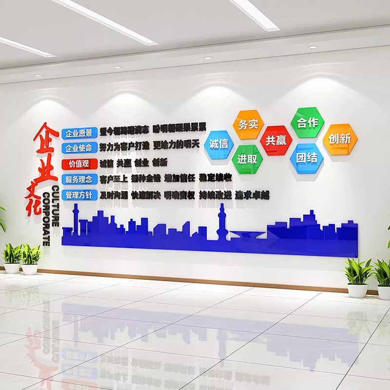 公司面装饰办公室企业管理激励志标语会议纸背景挂画