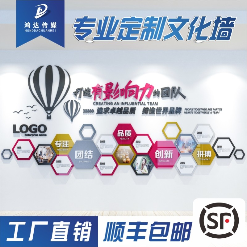 企业文化墙定制公司员工团队风采照片墙装饰励志墙贴d立体