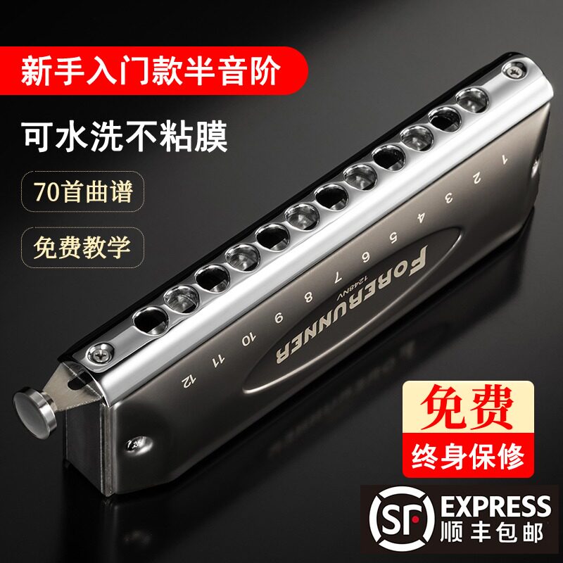 东方鼎先行者孔半音阶无膜片黏膜口琴新手初学学生入门练习款