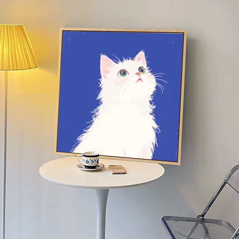 爱橘猫数字油画填充填色画手工丙烯涂色画画宠物画
