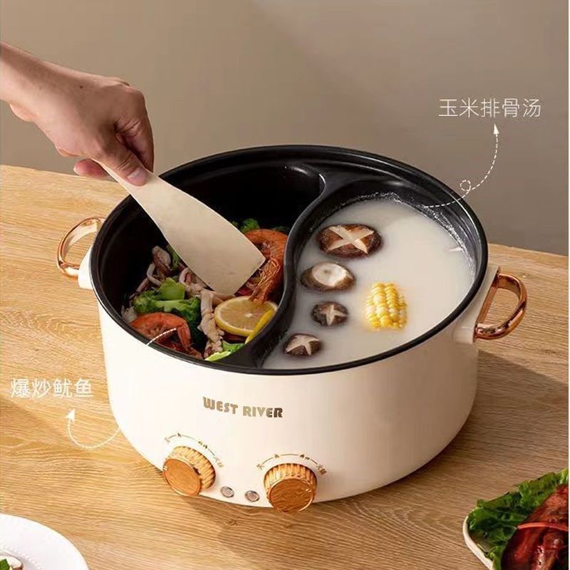 德国全自动鸳鸯电火锅家用多功能一体粘电炒菜炒锅电煮锅电饭煲