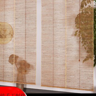 定制玄关垂帘隔断帘日式挂帘免打孔装饰帘屏风帘草帘透光半遮帘