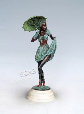 铜雕塑时髦少女EP556欧式人物工艺饰品酒店客厅书房家居桌面摆件