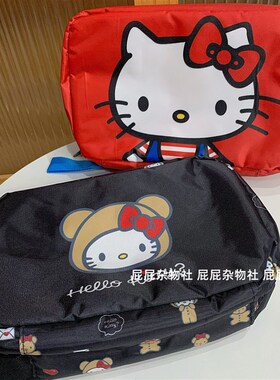 日系卡通猫咪可折叠化妆洗漱包 家用旅行M便携可挂多功能收纳包