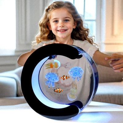 生态水母缸活物小丑鱼小型客厅桌面办公室海水缸造景宠物专业鱼缸