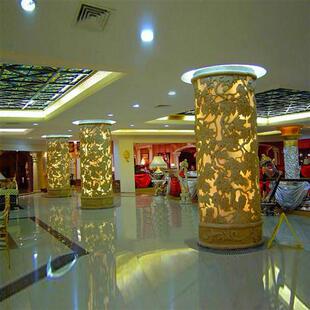 玻璃钢树脂人造砂岩欧式景观酒店大堂室内外植物造型镂空透光灯柱