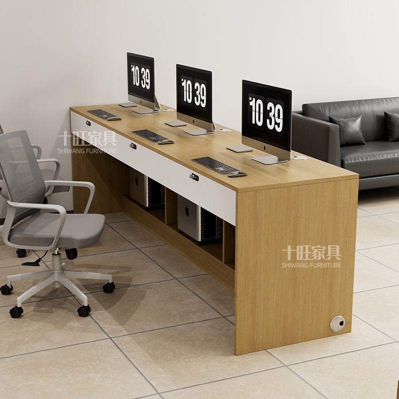 现代简约办公前台桌长条形电脑桌储物柜组合办公家具原木色,商业/办公家具,前台/柜台,淘宝优惠券,粉丝福利购,淘宝优惠卷