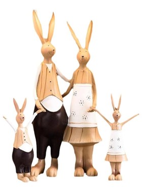 兔子一家创意礼物工艺品客厅办公室家居摆件玄关电视柜高档装饰品