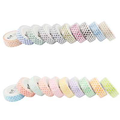 tif 和纸胶带 可书写 波点 整卷10m边框基础手账贴纸百搭手撕彩色