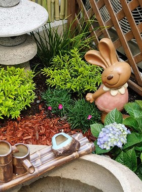 美式户外兔子摆件创意可爱入户露台花园庭院装饰阳台布置别墅造景