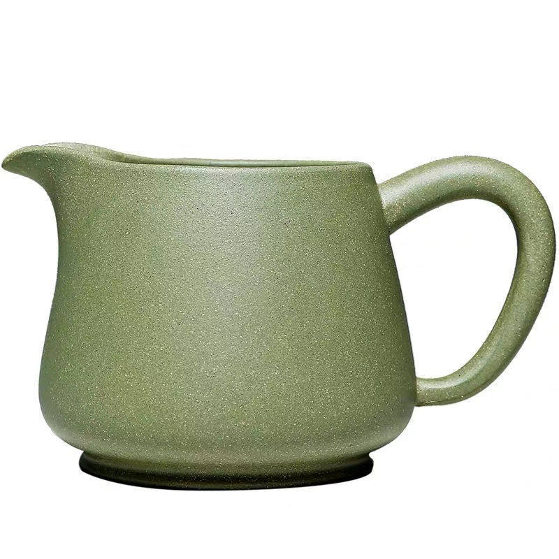 280cc宜兴大容量公道杯紫砂茶海分茶器手工茶漏豆青砂公道杯配件