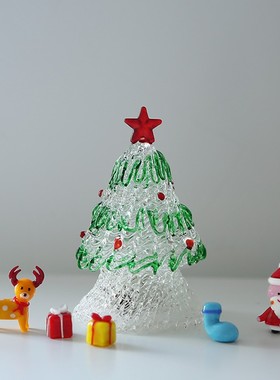圣诞礼物手工玻璃圣诞树摆件创意客厅卧室办公室桌面圣诞装饰摆件