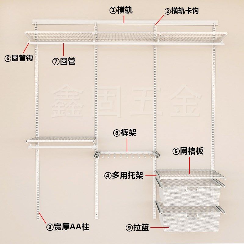 步入式金属衣柜2.5-3.2米环保砌墙收纳组合挂衣置物可调节衣帽间,商业/办公家具,服装展示架,淘宝优惠券,粉丝福利购,淘宝优惠卷