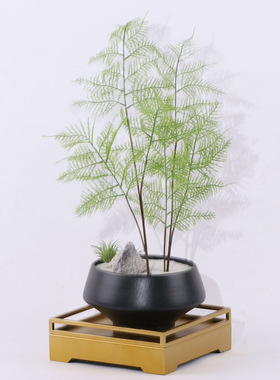 新中式铁艺金属摆件样板间售楼处设计师款软装饰品书房博古架摆设