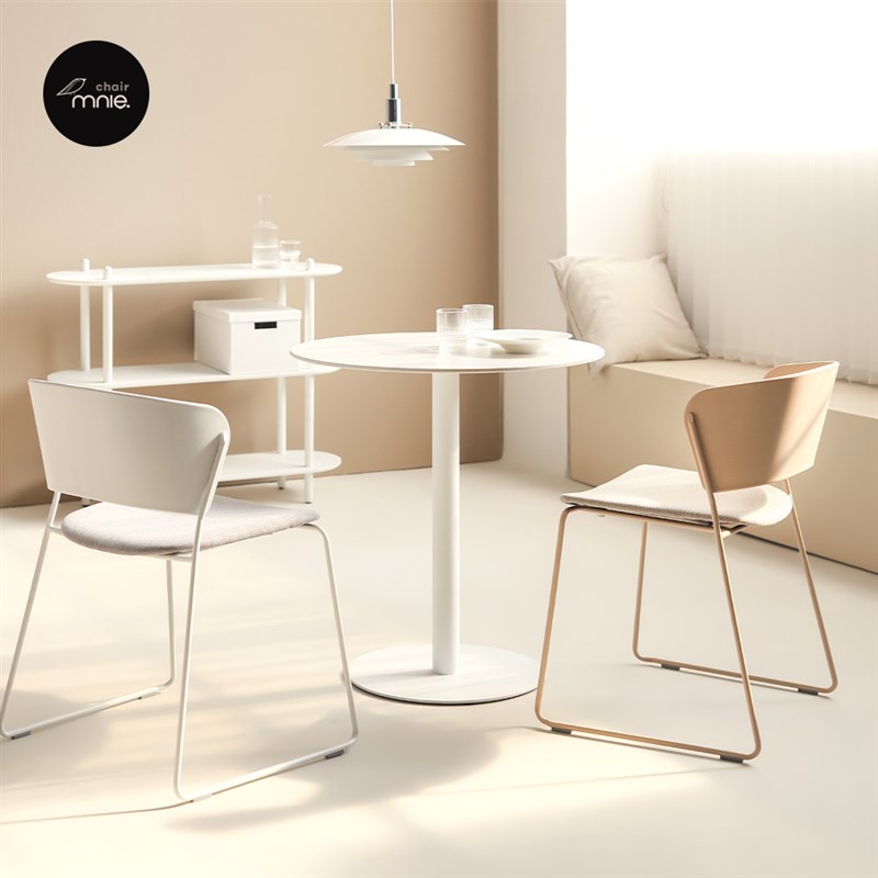 小户型岩板餐桌奶油风简约小圆桌接待休闲洽谈桌创意家用吃饭桌子