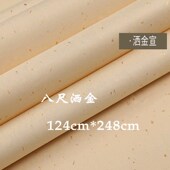 八尺国展用纸手工檀皮生宣纸半生半熟仿古色水纹洒金熟宣麻纸专用