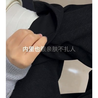 黑色裤子女秋款胖mm糯米裤女款小个子大码梨形身材显瘦阔腿休闲裤