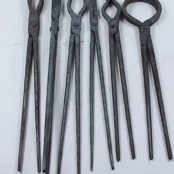 铁匠钳打铁夹铁纯手工锻打扁嘴铁钳工业钳溶铝锭钳工具尖嘴椭圆