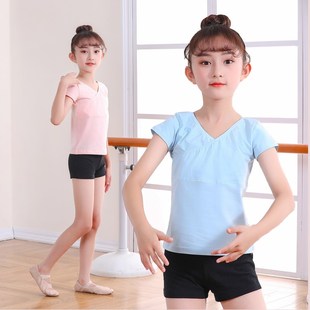 上衣女童舞蹈服少儿中国舞练功服大童体操服分体长裤 儿童舞蹈短袖