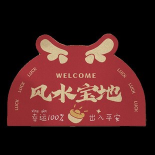 红色丝圈防滑龙年进门脚垫家用可裁剪门口地毯 入户门地垫2024新款
