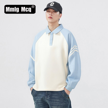 MMLG MCQ翻领卫衣男生上衣2025新款情侣装美式休闲长袖POLO衫外套