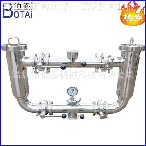 食品卫生级304锈过钢双联过滤器快装BT-GDGLQ不滤器 管道双联过