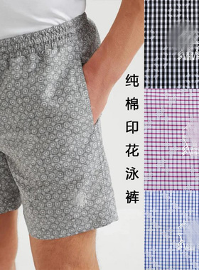 BAMIOW 男装沙滩裤 B*C风休闲纯棉logo印花梭织泳裤 透气 58158