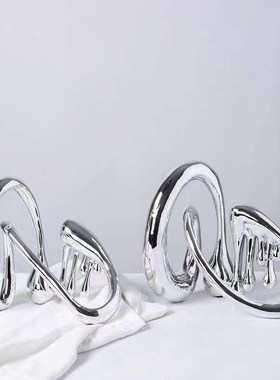 电镀银色金色流体音符树脂家居客厅电视柜玄关装饰品