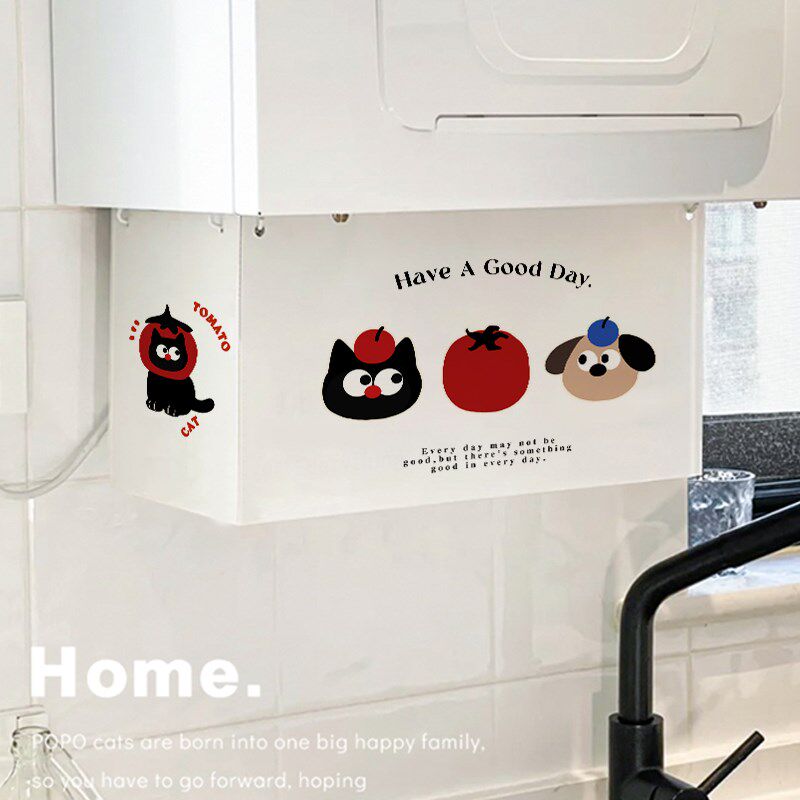 热水器遮挡罩黑猫卡通创意遮丑挡板家用磁吸燃气管道遮挡板