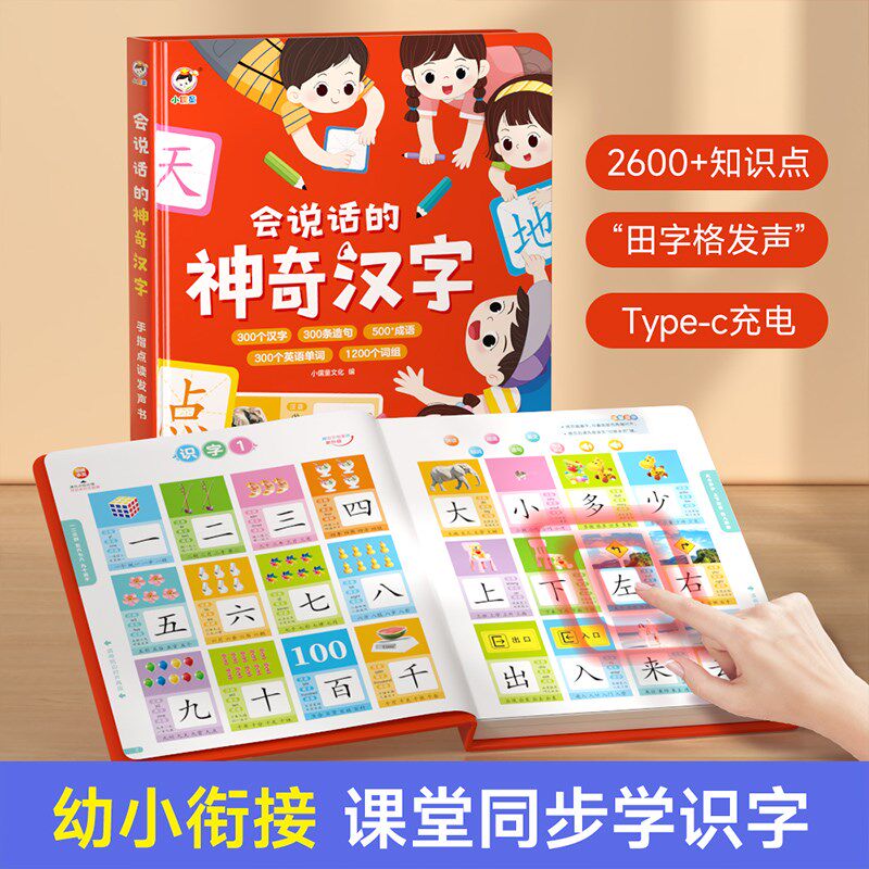 儿童识字大王字卡片点读早教发声书幼儿园认字有声看图全