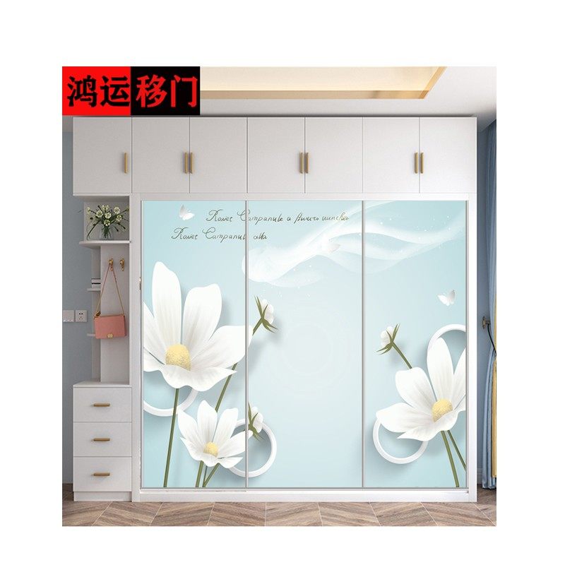 定制移门钢化玻璃 衣橱推拉门壁柜滑动门 衣帽间柜门