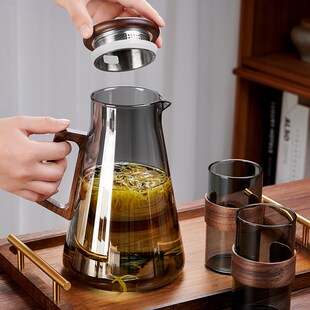 冷水壶高硼硅玻璃k耐高温凉白开水壶家用客厅大容量花茶泡茶壶扎