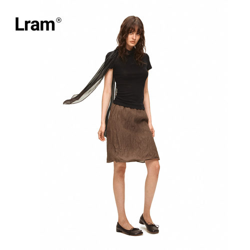 LRAM记忆金属丝褶皱立体鱼骨可造型中古半裙 LM2630247