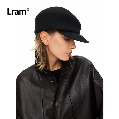 LRAM 100羊毛复古优雅气质不对称时髦休闲歪顶报童帽LM2530303
