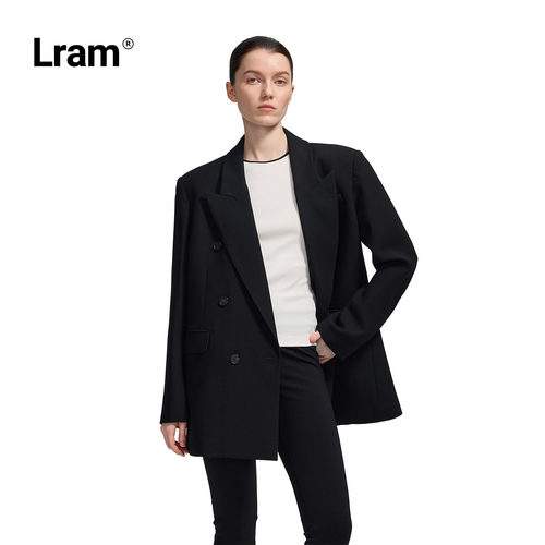 LRAM “漫步华尔街”英式立体剪裁戗驳领双排扣西装外套LM2630038